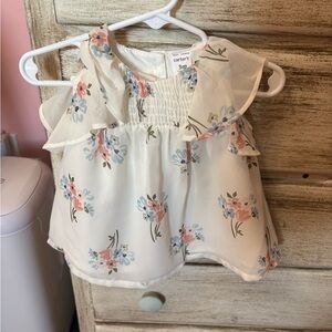 Carter's Cream Floral Baby Dress with Ruffles and bloomers
